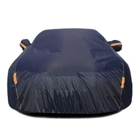 5 Layer Outdoor Car Cover Cotton Lining Breathable Waterproof Weather Protector for 186" to 193" Sedan and SUV (Color: Dark blue)